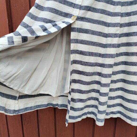 MAEVE ANTHROPOLOGIE | Linen Blend Striped Button Maxi Or Midi Dress Nautical 12P - Picture 9 of 16